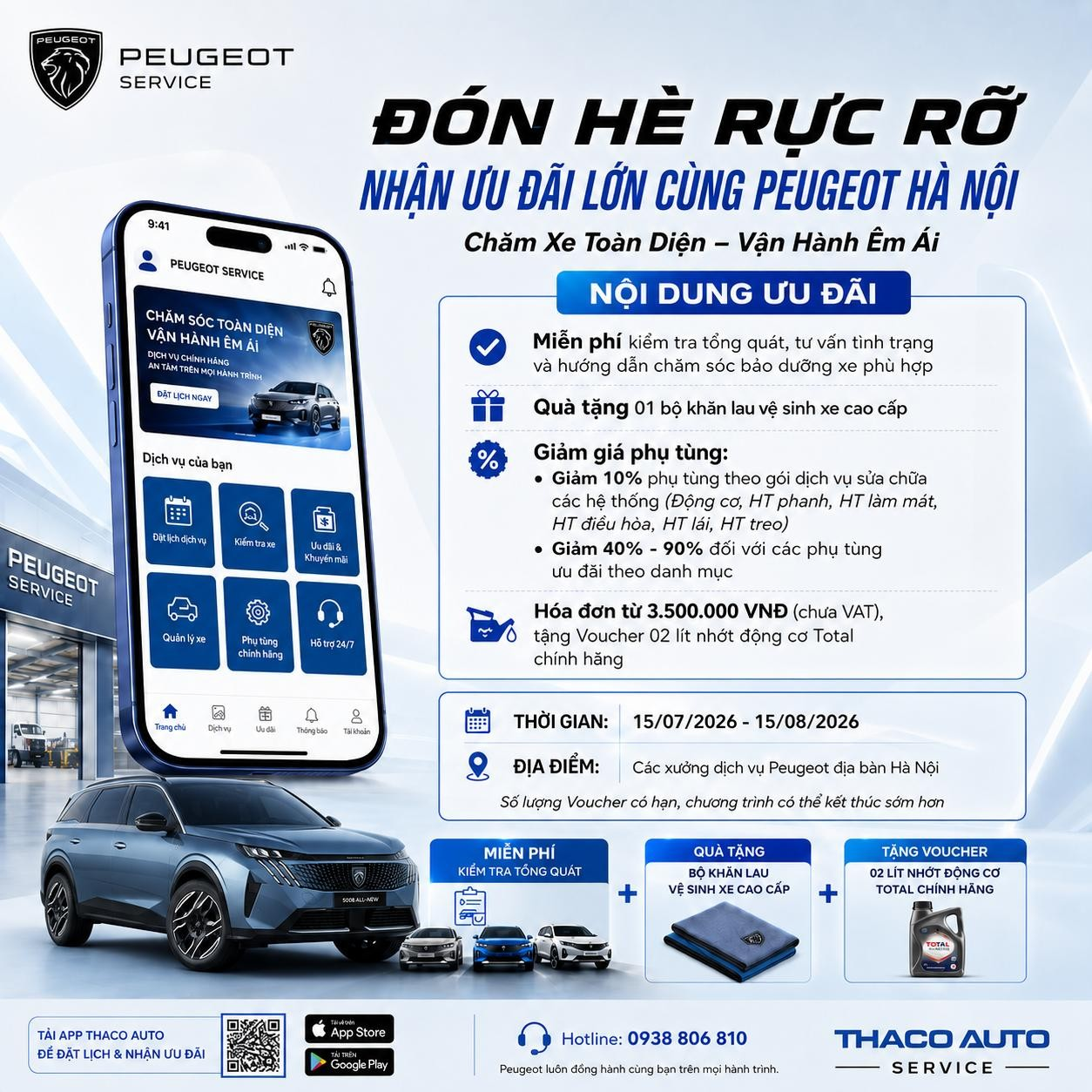 Chương trình chăm xe toàn diện tại Peugeot Hà Nội